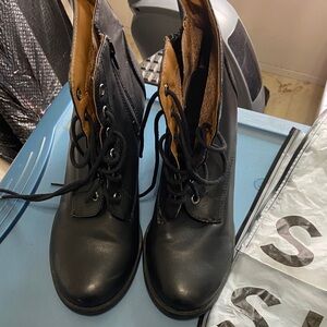 Soda Black Lace-Up Combat Boots